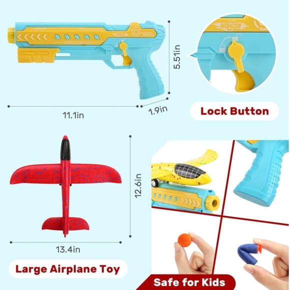 4 in 1 Airplane Toy, Catapult Plane Toy, 2 Flight Mode Glider - Picture 6 of 6